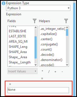 Under = section, fill in None