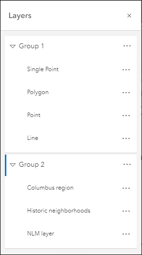 Map Viewer supports the visualization and configuration of group layers.