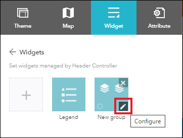 Configure the widget group to rename it.