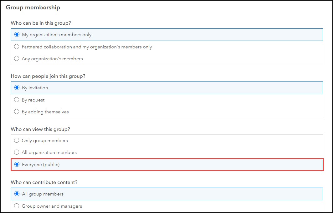 Freigeben der Gruppe der benutzerdefinierten Grundkarten für die Öffentlichkeit