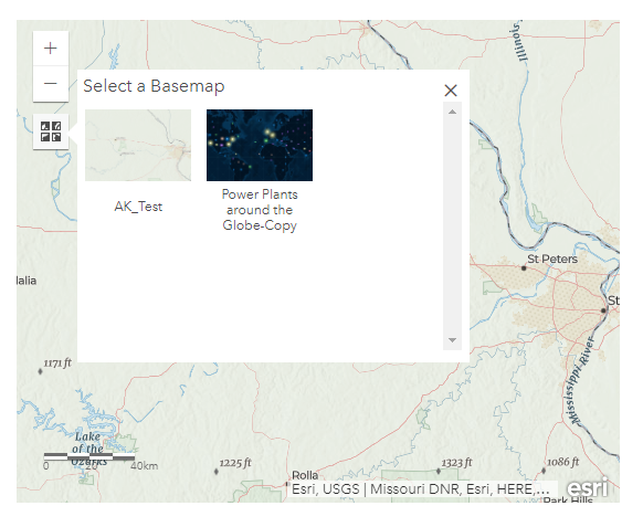 Die benutzerdefinierten Grundkarten können in der Grundkarten-Galerie ausgewählt werden.