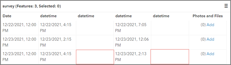 Datum und Uhrzeit in der Attributtabelle nicht erfasst