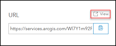 The View button in ArcGIS Online Overview page