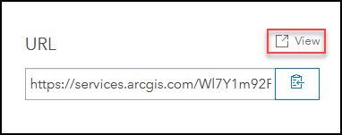 ArcGIS Online の [概要] ページの [表示] ボタン