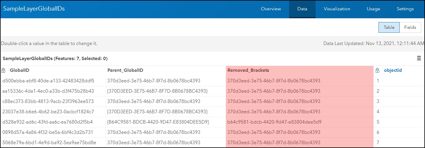 Das neue Feld mit berechneten Werten