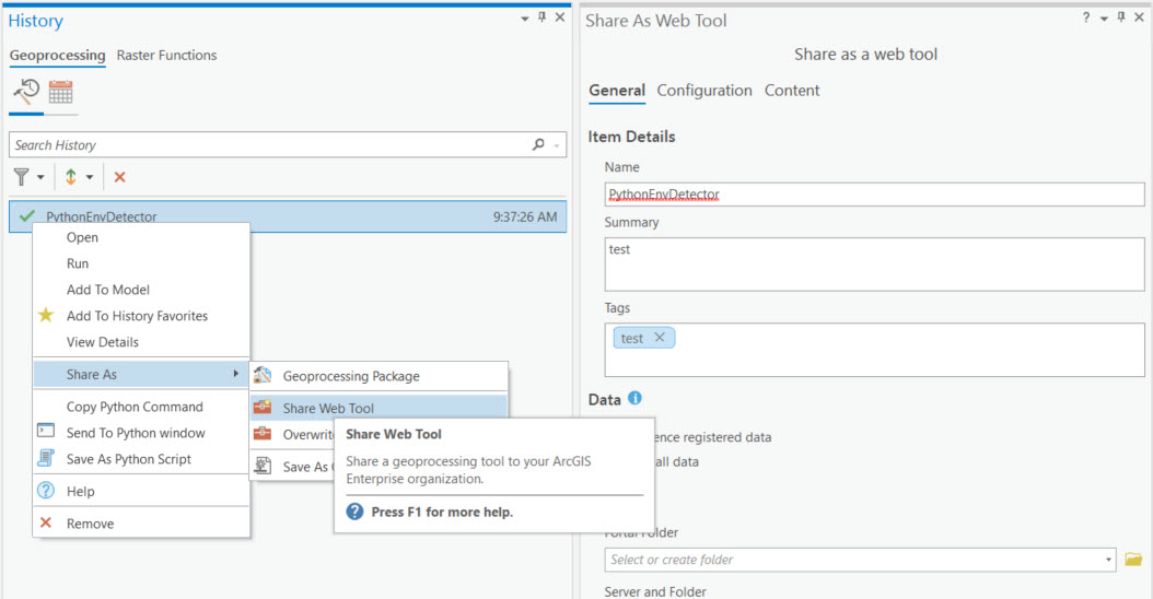 Beispiel: Freigeben des Geoverarbeitungswerkzeugs als Web-Werkzeug