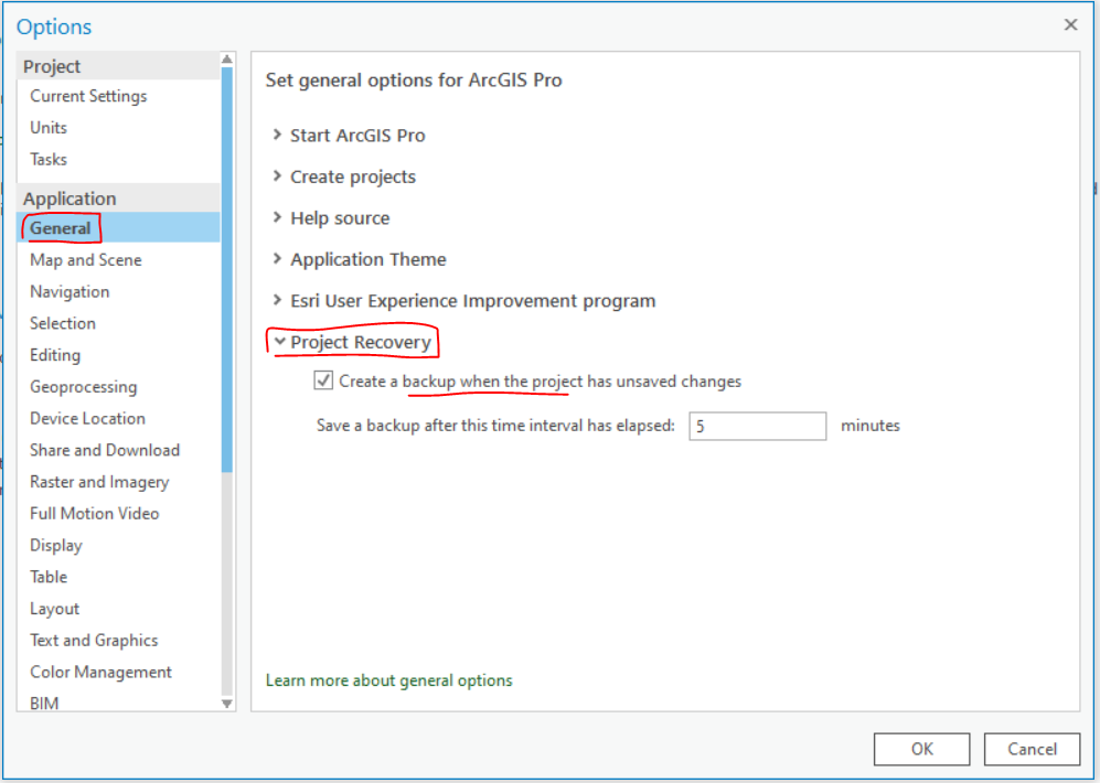 FAQ What is recovered when an ArcGIS Pro project file (.aprx) is