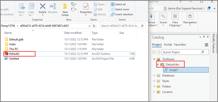 Der Name der Toolbox ist nicht identisch