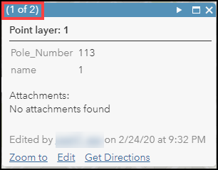 Wenn Sie in Map Viewer Classic auf ein Feature klicken, werden im Popup-Fenster mehrere Attribute angezeigt.