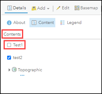 Deaktivieren Sie das Kontrollkästchen des Layers, um den Feature-Layer in Map Viewer Classic zu deaktivieren.