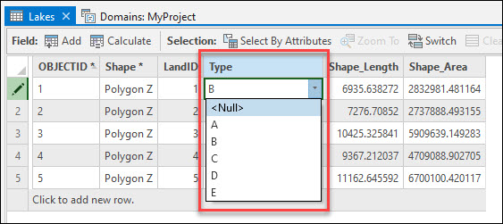 Die Dropdown-Liste, die die sortierte Domäne mit codierten Werten anzeigt.