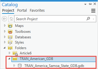 Die File-Geodatabase für den Ordner im Bereich 