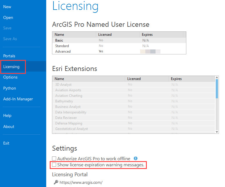 How To Disable the license expiry warning message in ArcGIS Pro