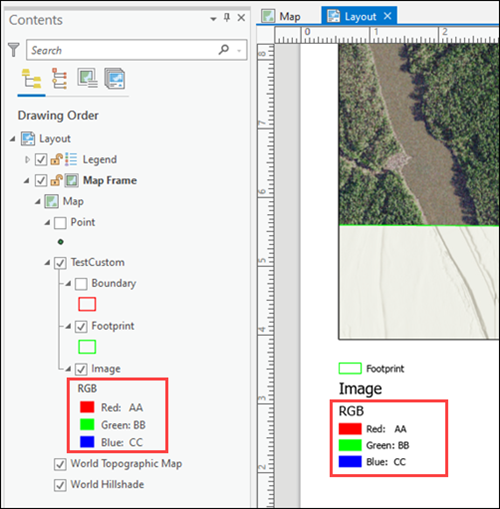 Die benutzerdefinierten Bandnamen werden im Bereich