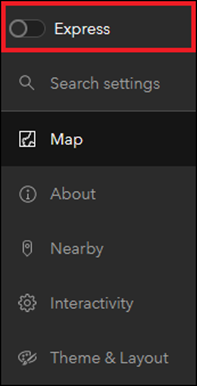 Die Konfigurationsseite von ArcGIS Instant Apps mit dem Express-Modus.