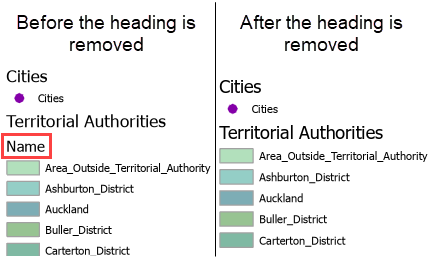 Vergleich der Kartenlegende bevor und nachdem die Überschrift entfernt wurde.