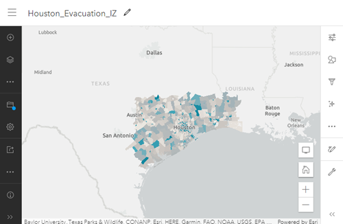A basemap displaying the area surrounding Houston in Map Viewer.