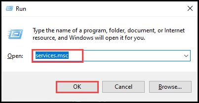The Run dialog box