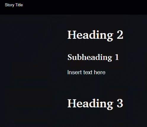 An ArcGIS StoryMaps story's headings and subheadings without the section links.