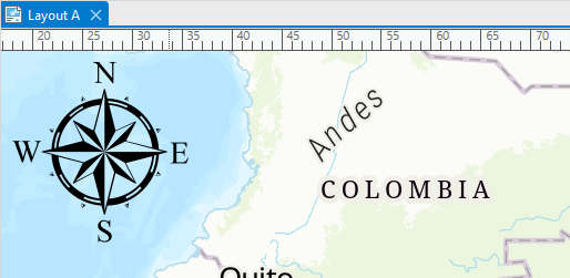 The color of the north arrow displayed in the map is black and white.