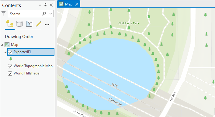 Die Symbolisierung des Feature-Layers in ArcGIS Pro ist identisch mit der Symbolisierung des gehosteten Feature-Layers in ArcGIS Online.