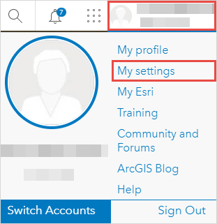 My settings option displayed after clicking the user profile.