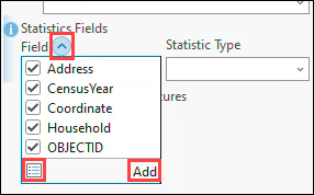 Das Dropdown-Menü des Parameters 