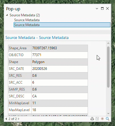 A pop-up in the ArcGIS Living Atlas web map.