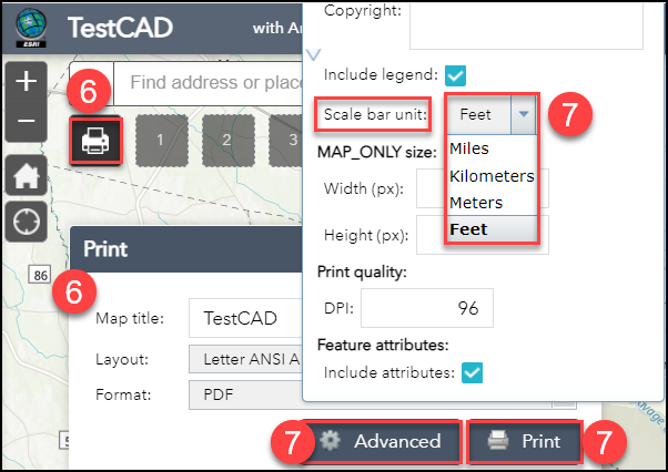 The Print widget configuration window in ArcGIS Web AppBuilder.