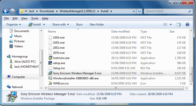 Showing the Wireless Manager installer