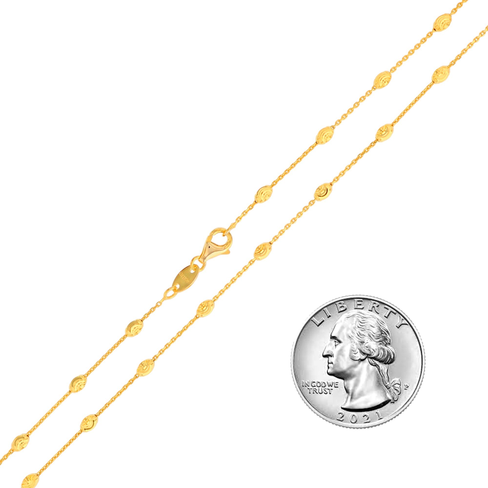 JackAni 14k Italian Yellow Gold Diamond By the Yard Style Womens Chain