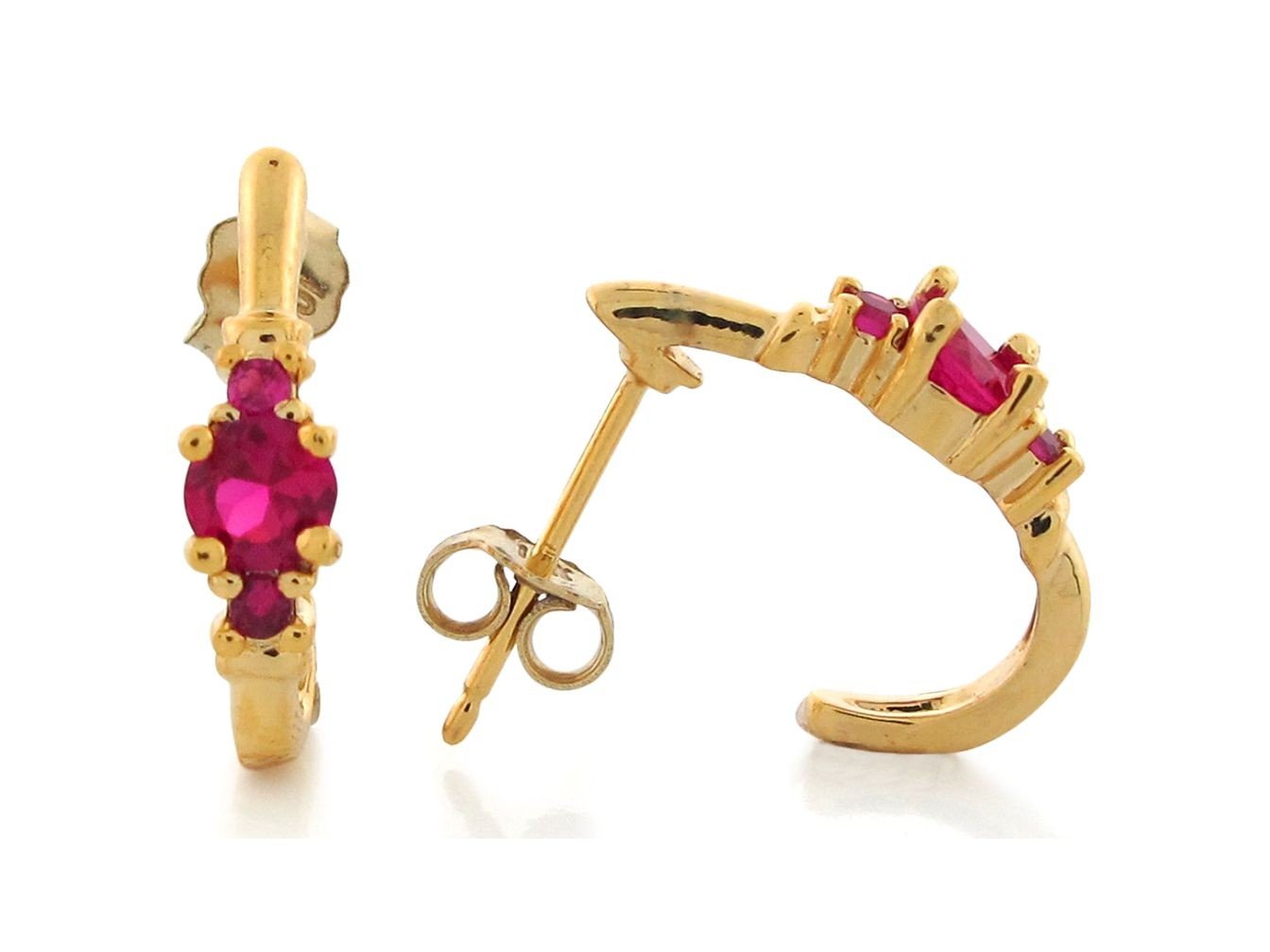 10k Yellow Gold Simulated Ruby Elegant Petite Drop Post Earrings