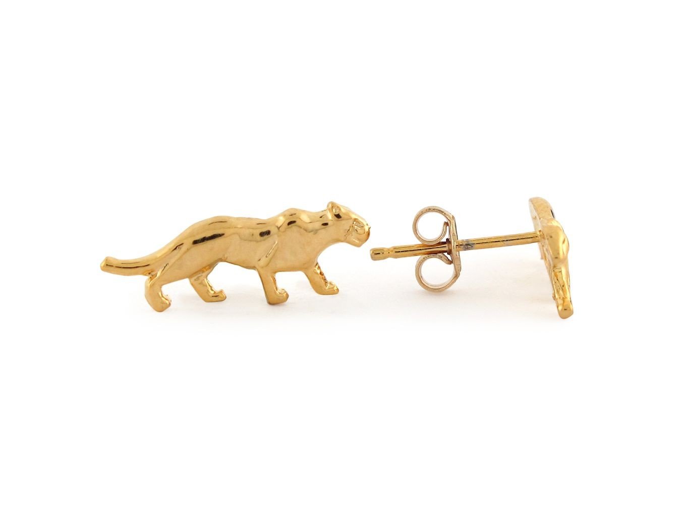 10k Yellow Gold 0.6cm Leopard Big Cat Post Stud Earrings 