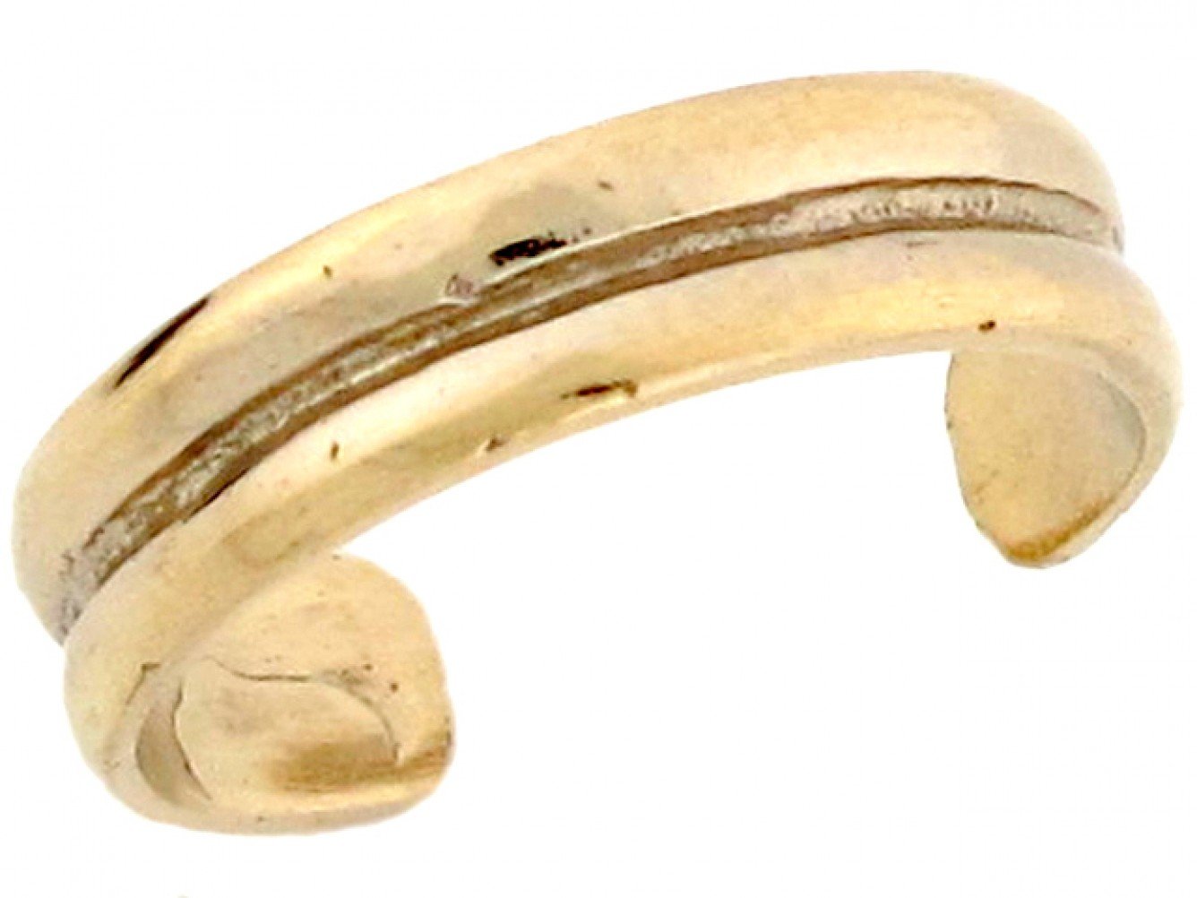 10k Two Toned Real Gold Triple Band Sleek Design Toe Ring