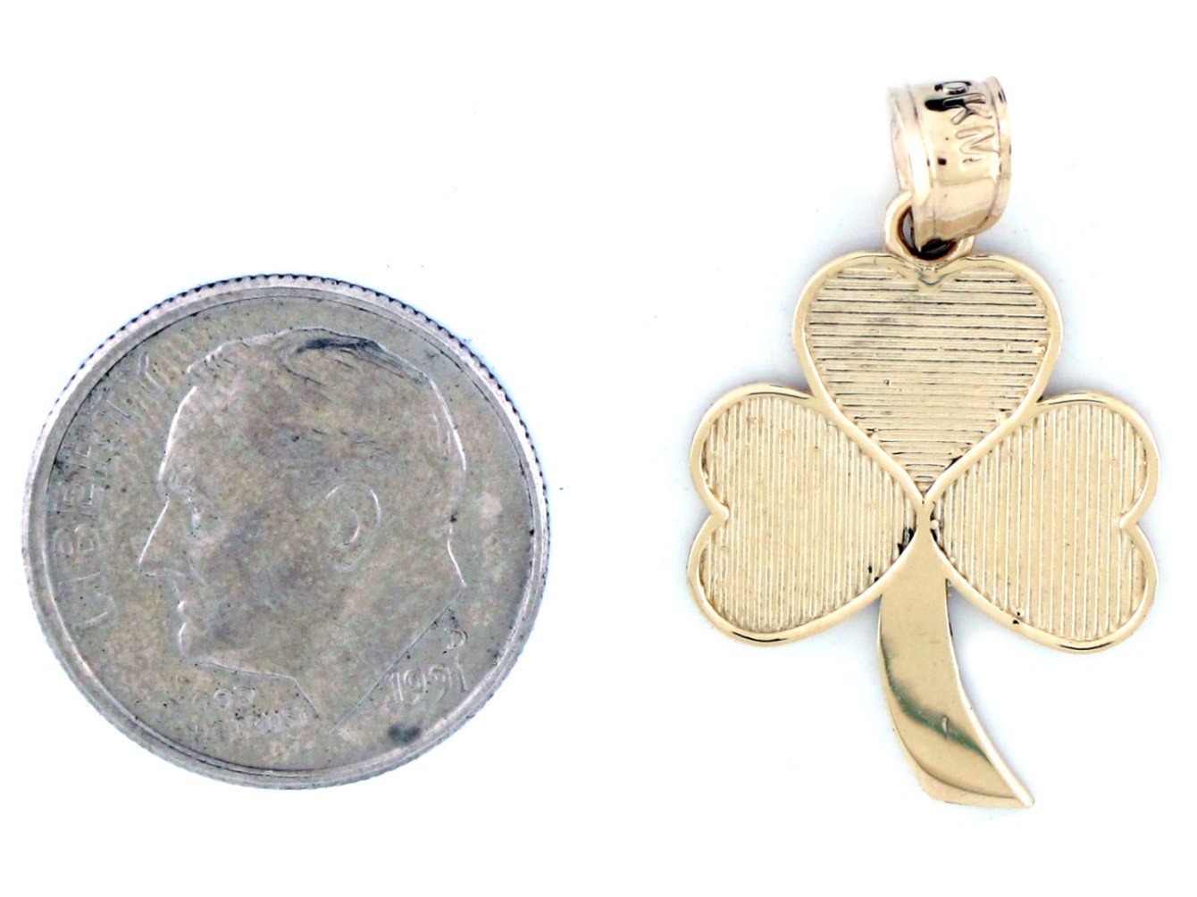 10k Yellow Gold Traditional Irish Shamrock Clover High Polish Pendant