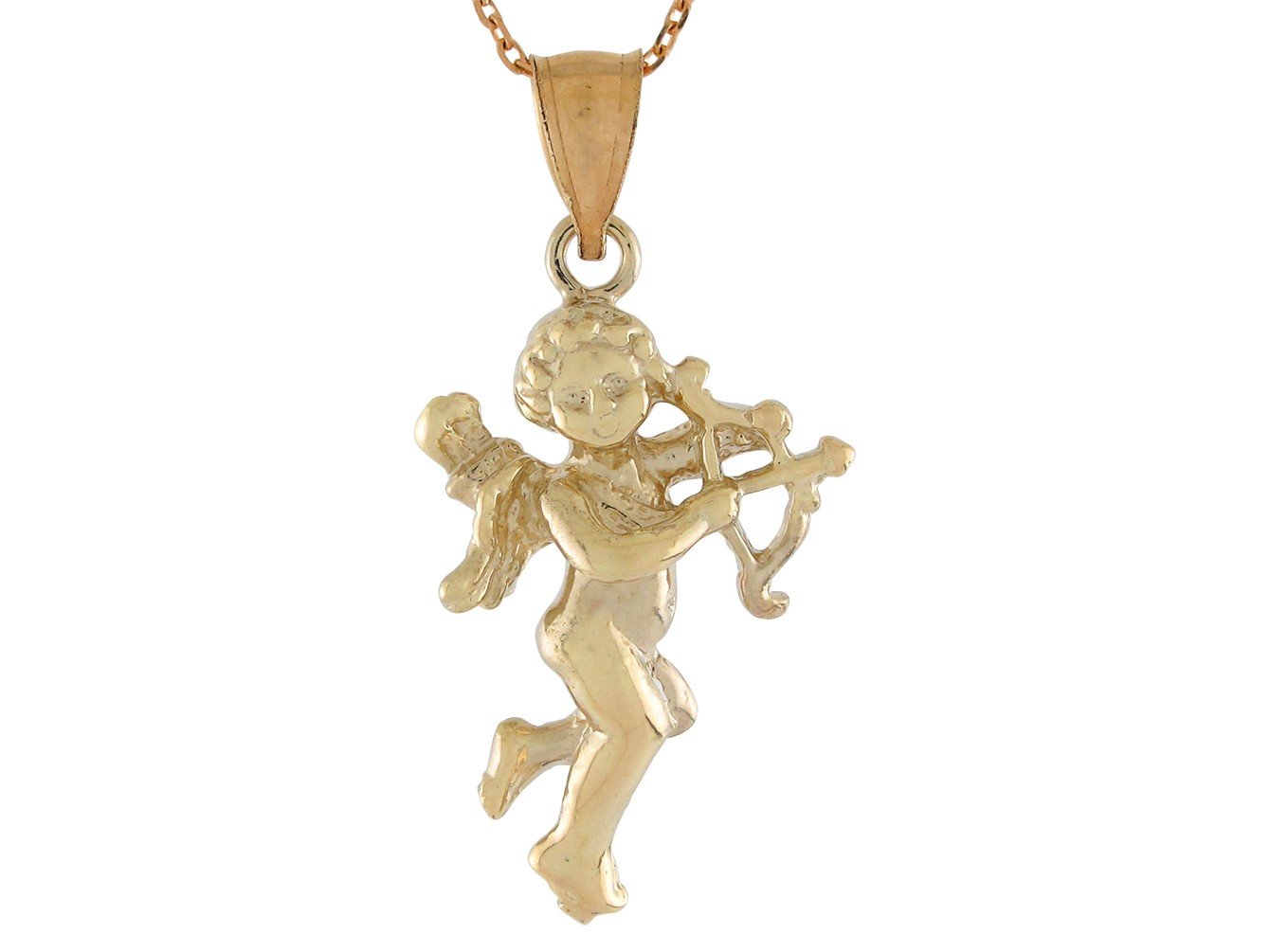 10k Yellow Gold Cute Cherub Cupid Angel Cute High Polish Pendant