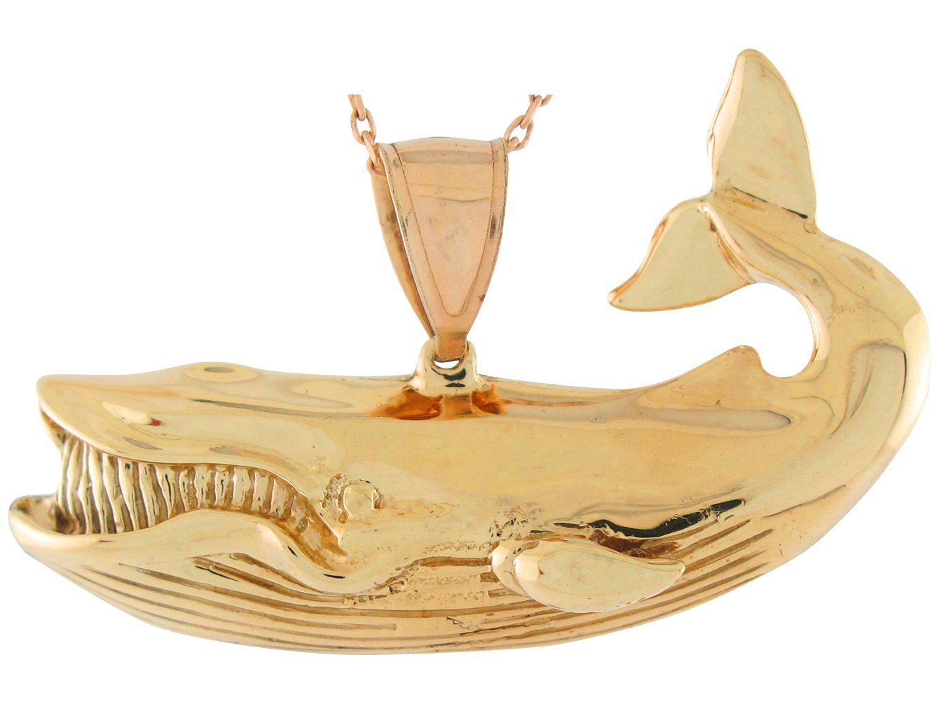 10k Yellow Gold High Polish Cool Humpbacked Whale Aquatic Sea Life Pendant