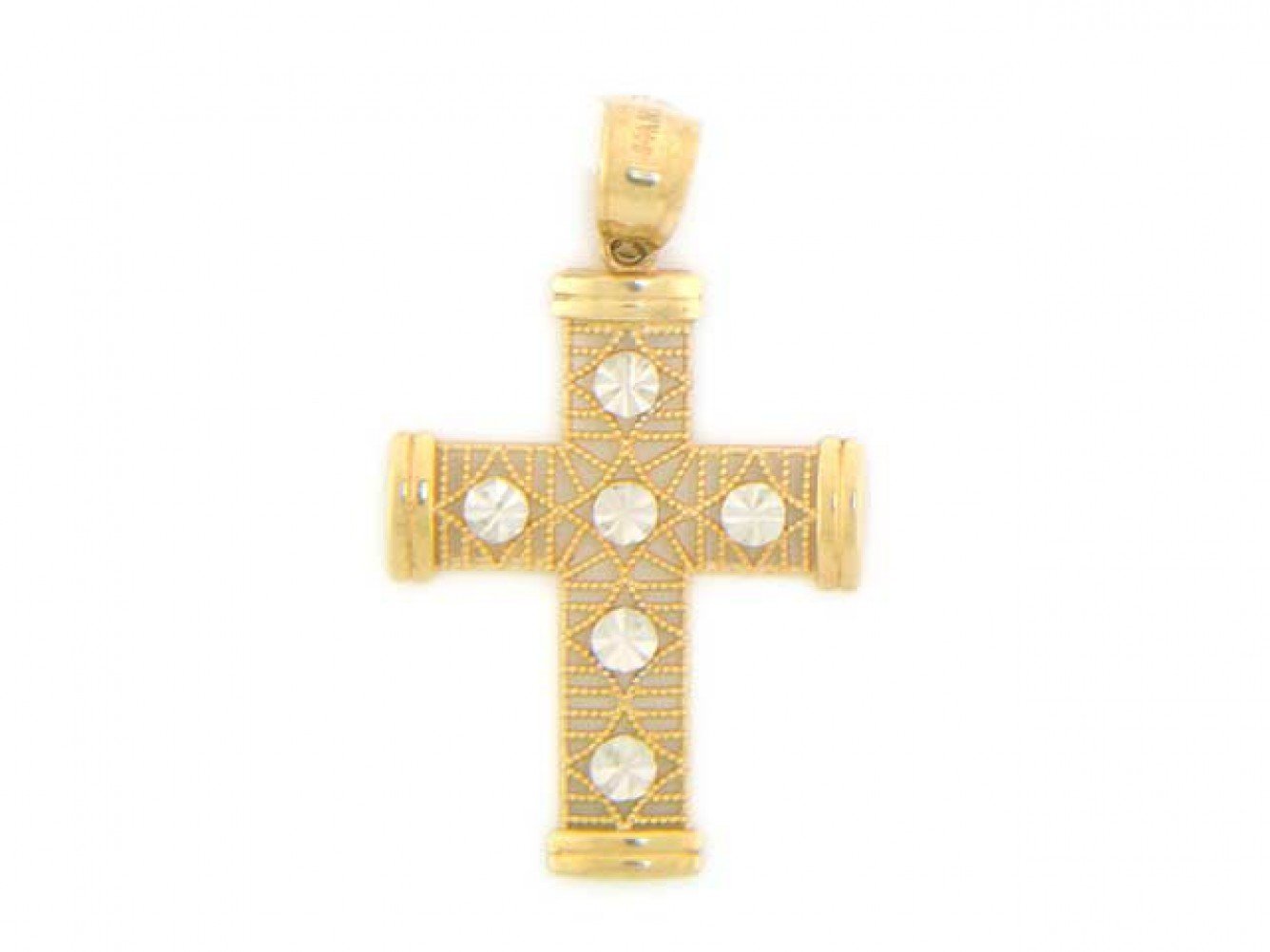 14k Solid Gold Diamond-cut Filigree Cross Pendant Charm