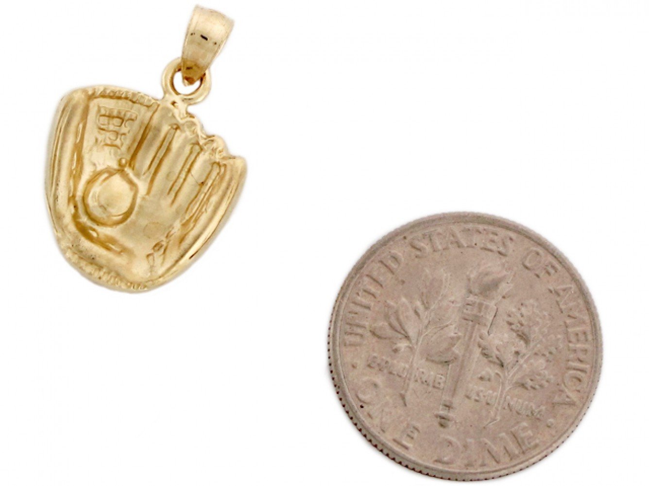 10k Yellow Real Gold Baseball Mitt Glove Ball Catcher Charm Pendant