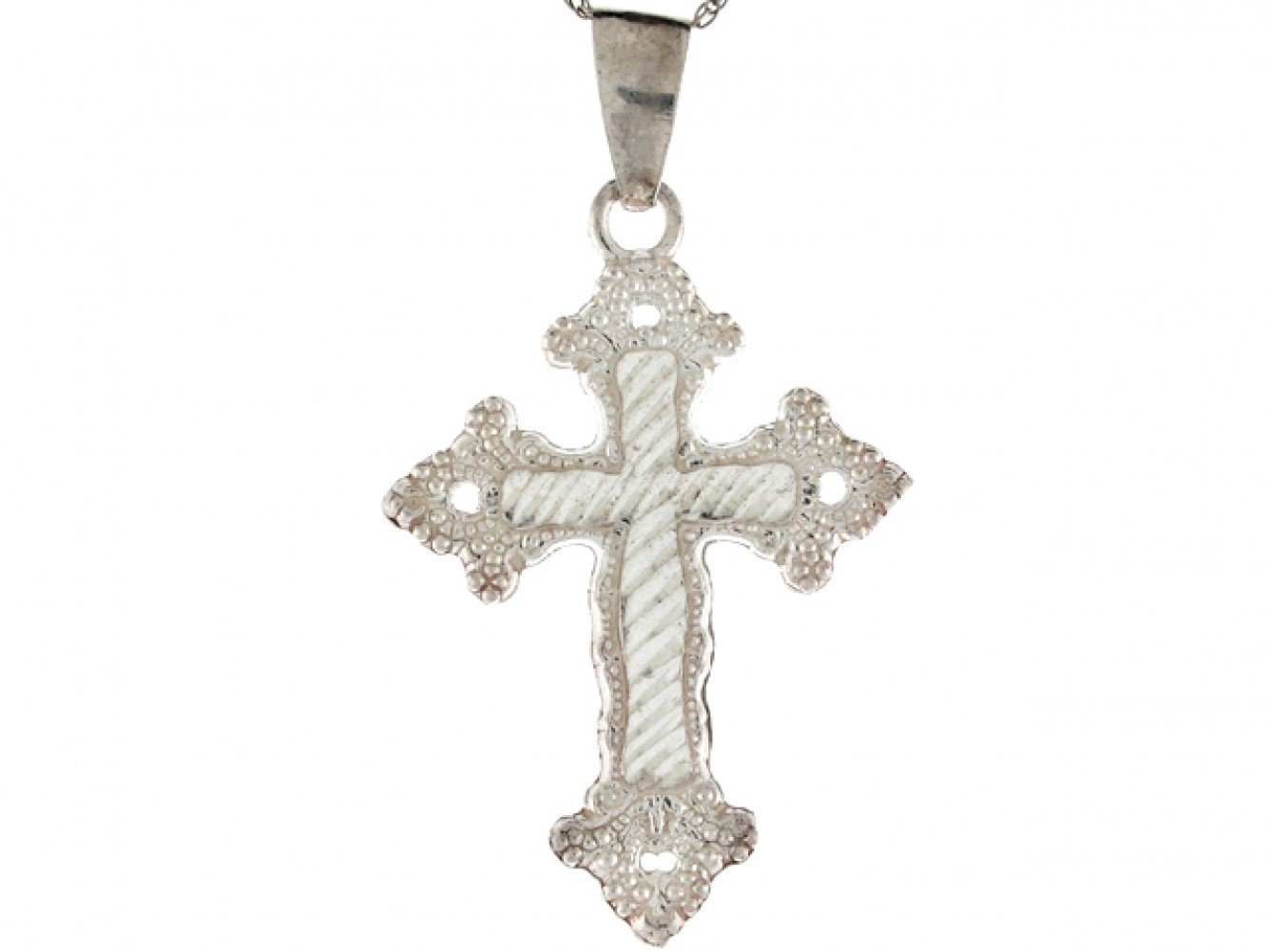 Sterling Silver 3.44cm Petite Elegant Dainty Diamond Cut Cross Pendant