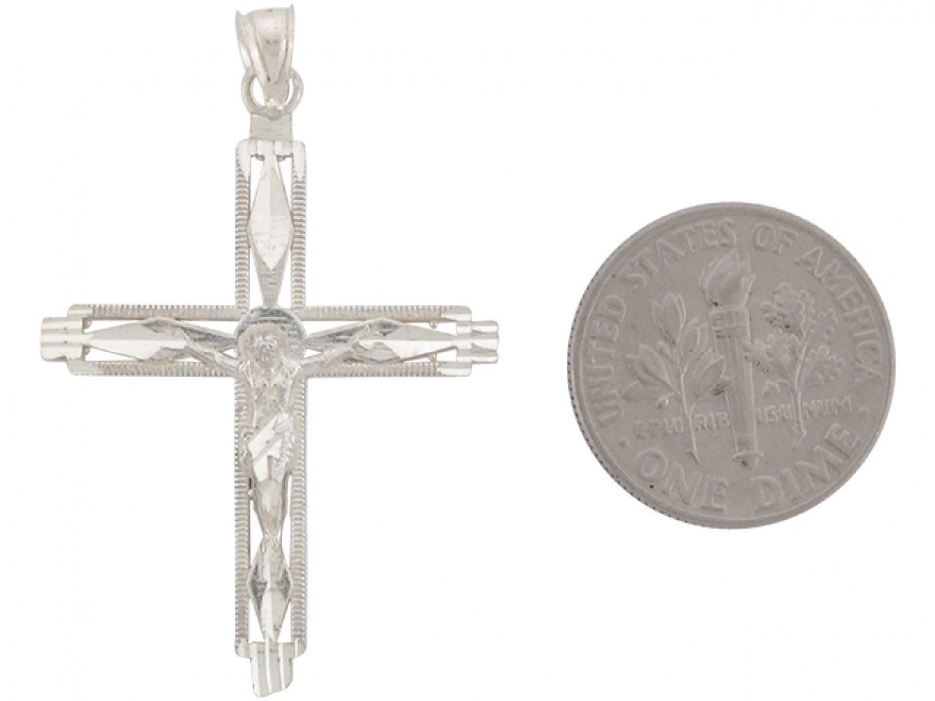  Sterling Silver Crucifix Jesus Christ Religious 3.8cm Pendant