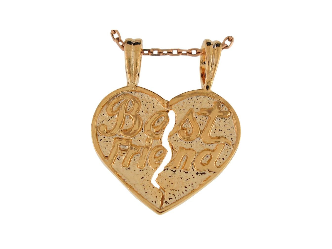 10k Solid Yellow Gold Best Friends Breakable Duo Split Heart Charm Pendant