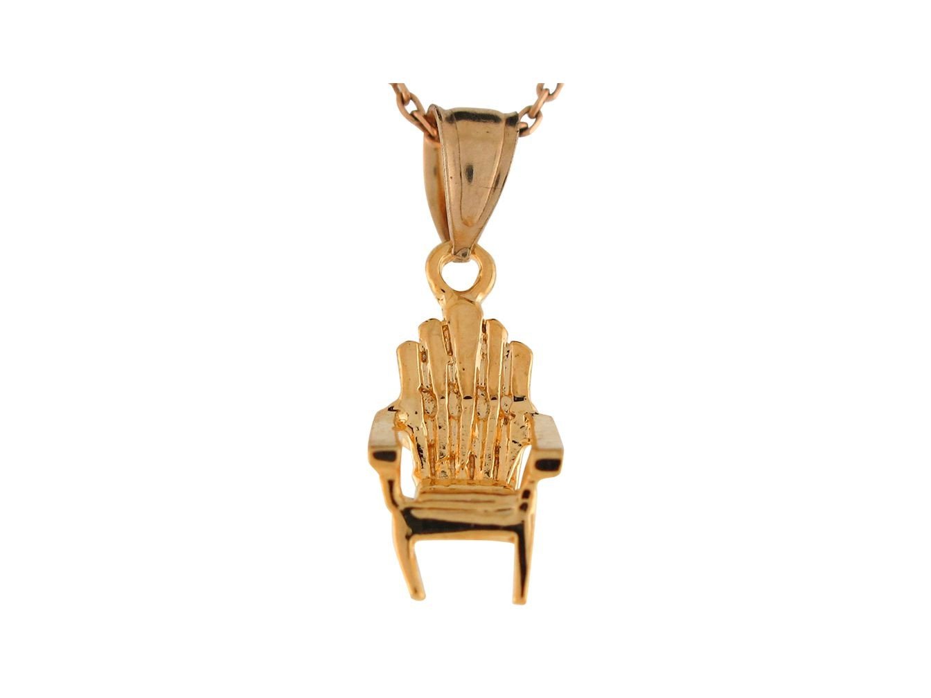 10k Solid Yellow Gold 3d Lawn and Beach Chair High Polish Charm Pendant