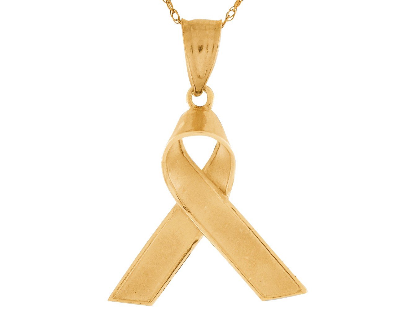 10k Yellow Gold Elegant High Polish Ribbon for A Cause Pendant