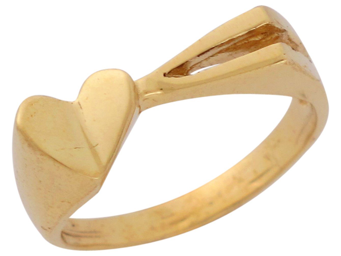 10k Yellow Gold Ladies Ultra Modern Love Heart High Polish Ring