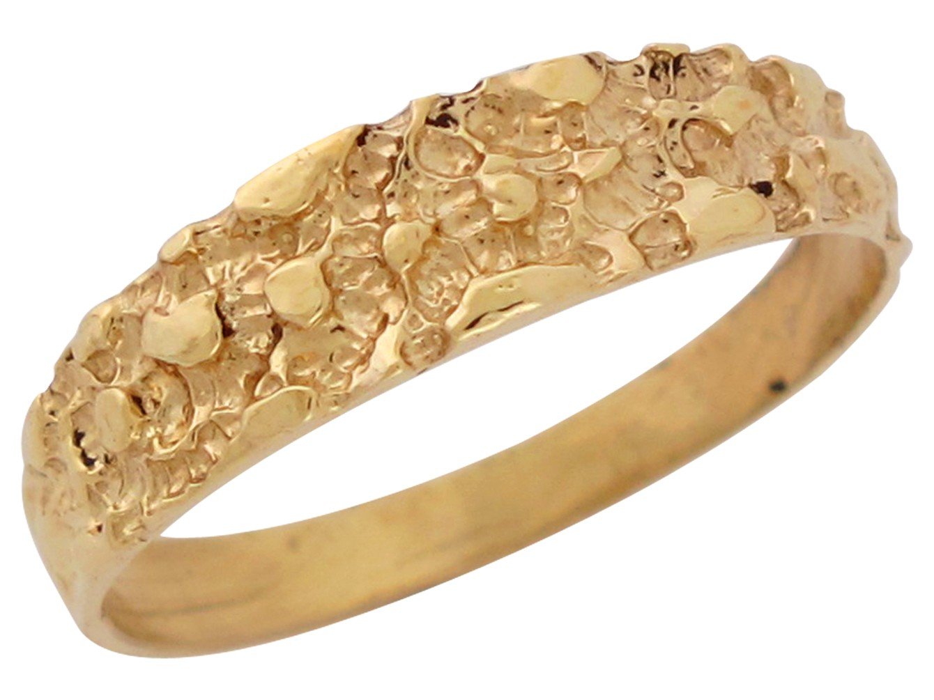 10k Yellow Gold Ladies Stylish Trendy High Polish Gold Nugget Design Ring