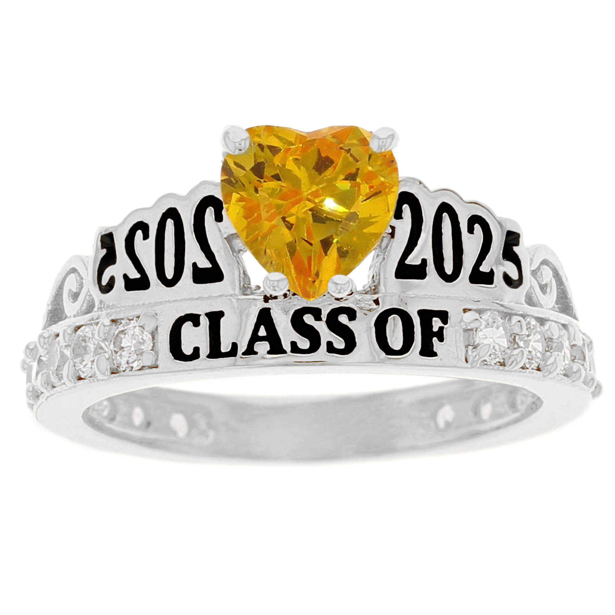 10k White Gold Simulated Citrine November Birthstone Gorgeous 202