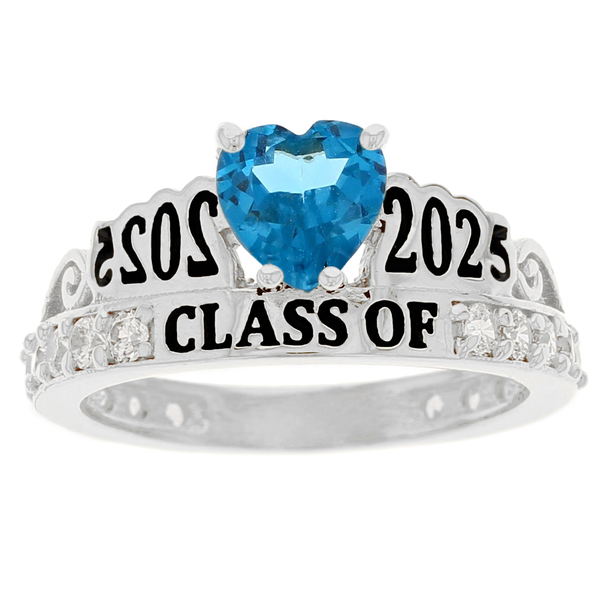 10k White Gold Simulated Blue Zircon December Birthstone Gorgeous