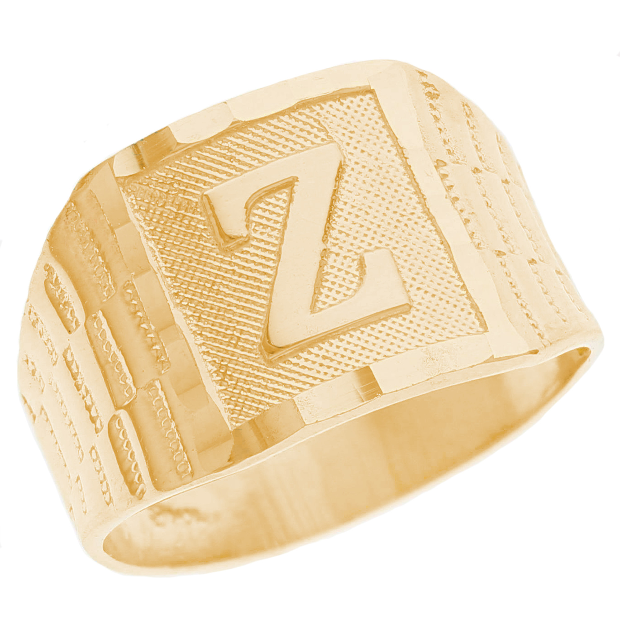 10k or 14k Yellow Gold Large Z Mens Ring | eBay