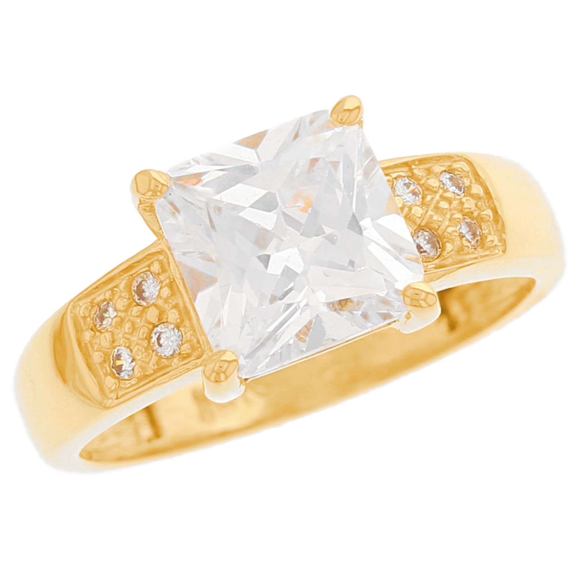 14k Solid Yellow Gold 4.5 ct Square CZ Engagement Ring(JL#2134)
